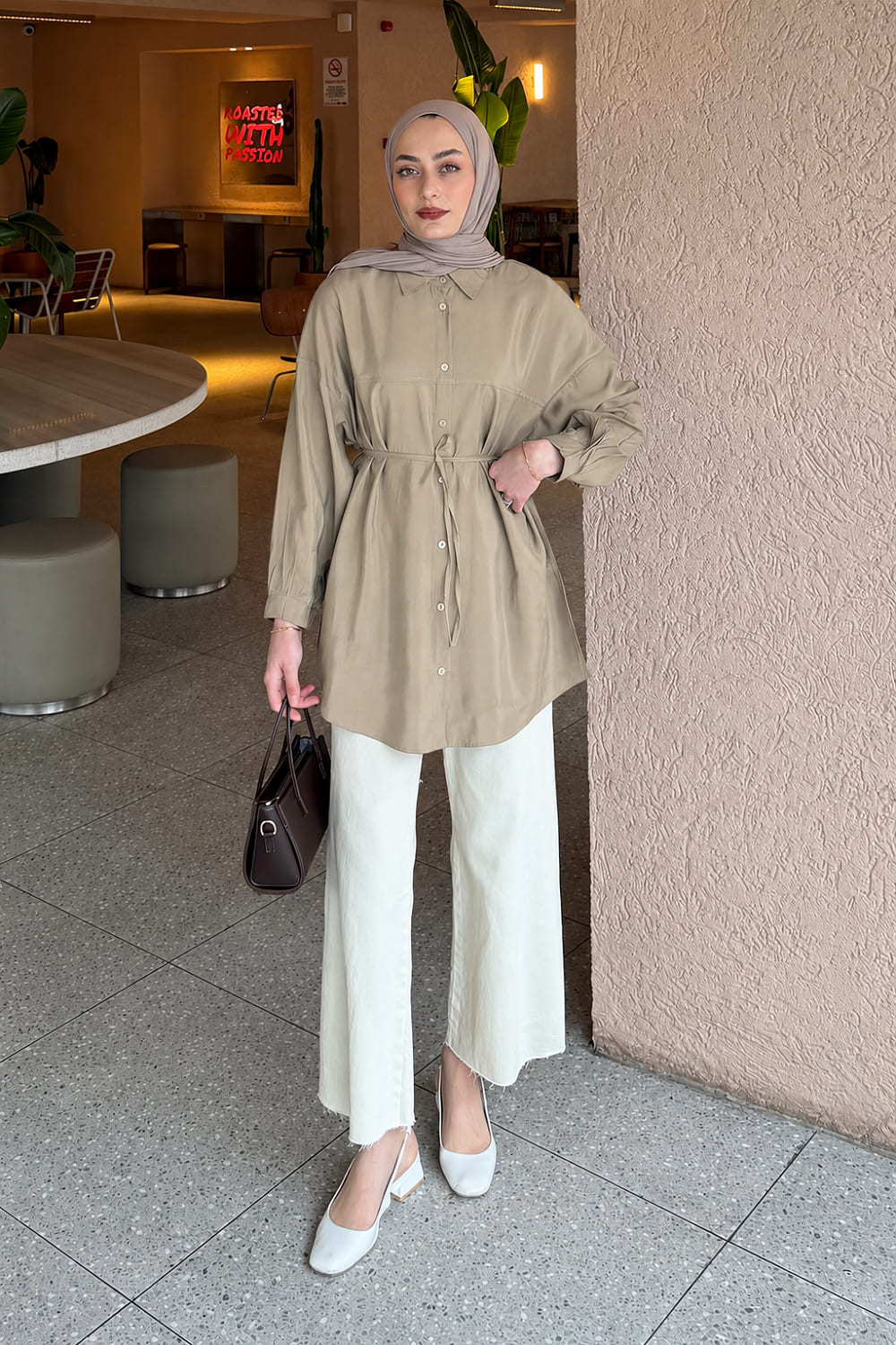 Lamelif Bağlamalı Gömlek Haki