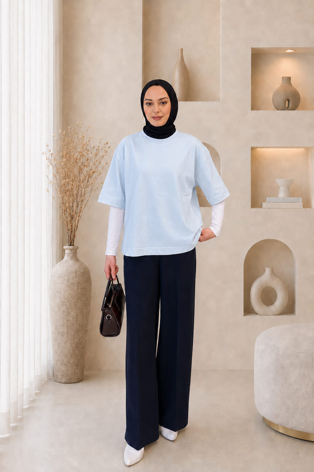 Lamelif Kısa Kol Basic T-shirt Bebe Mavisi