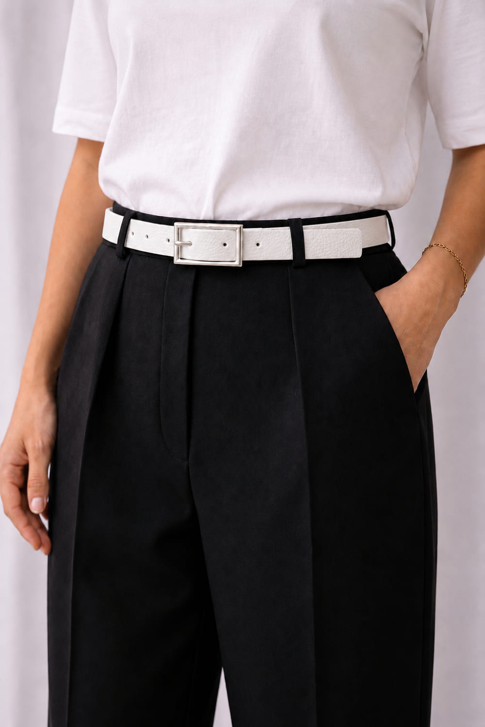 White Belted Silver Belt
