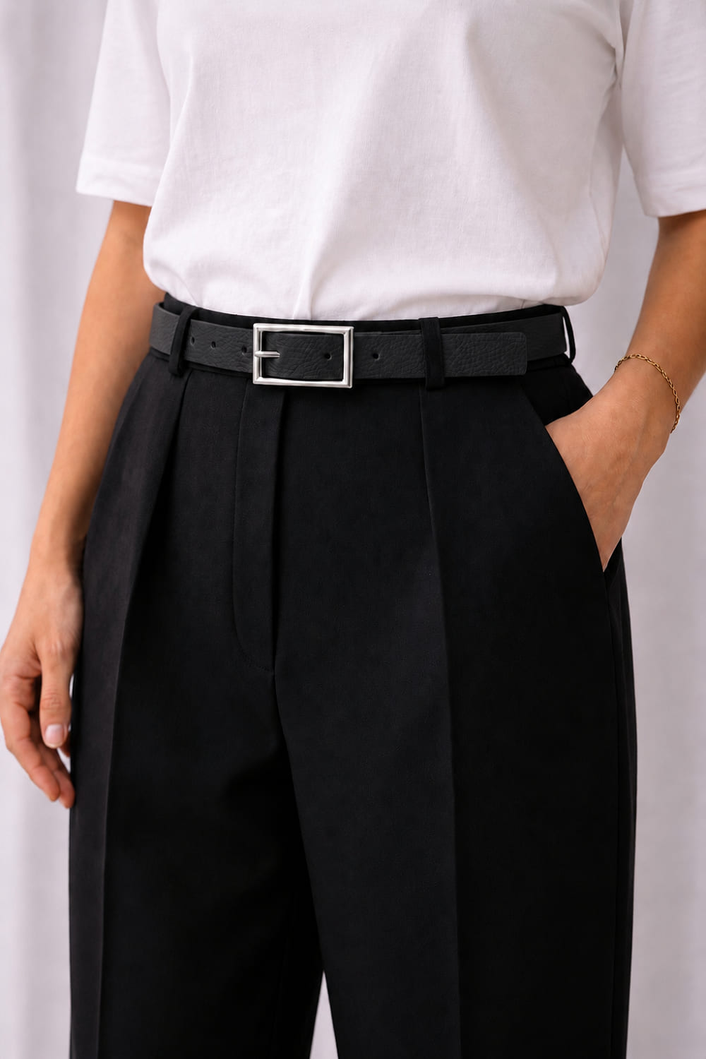 Black Belted Silver Belt