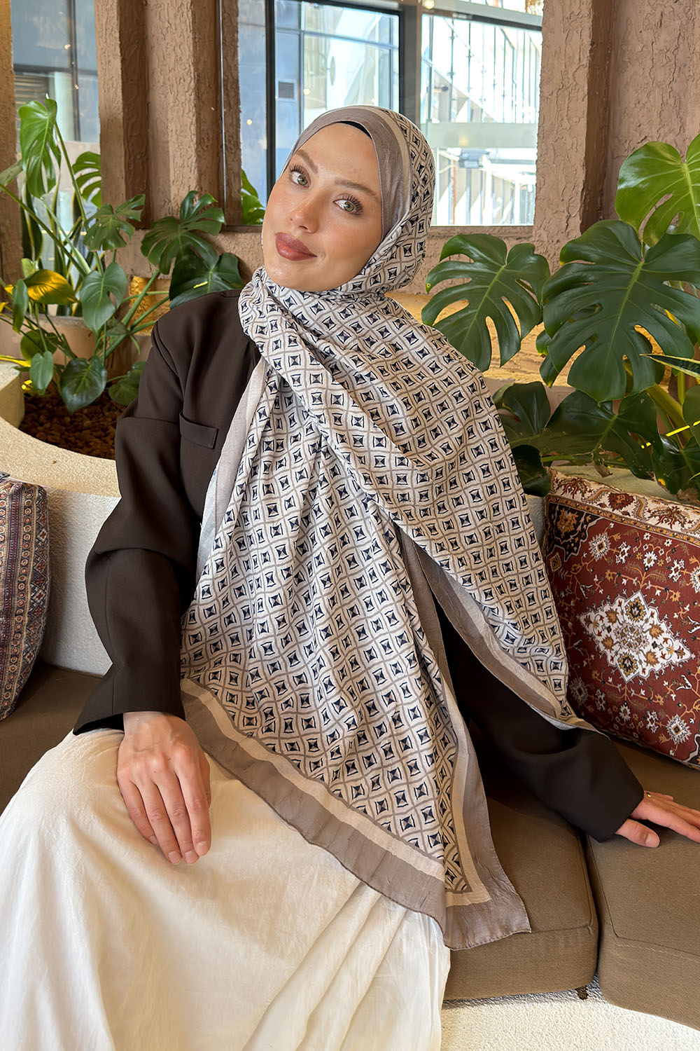 Mink Cotton Fabric Flowering Shawl