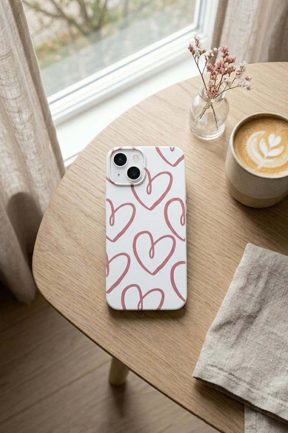 Lamelif  ıPhone 15 Kalp Baskılı Telefon Kılıfı