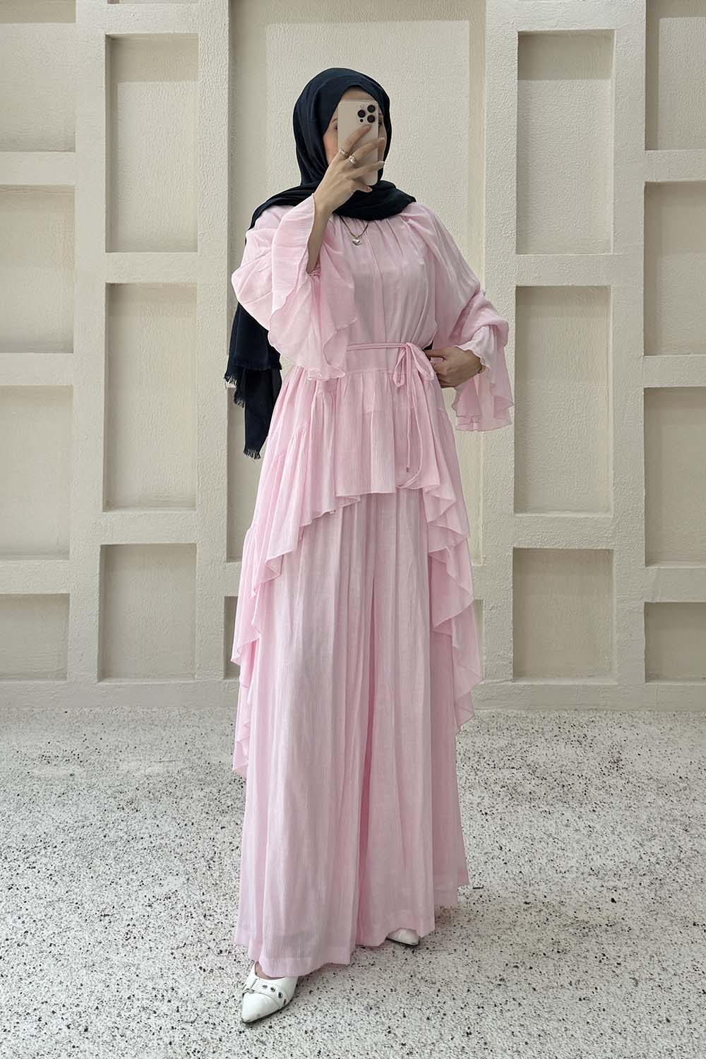 Pink Crew Neck Long Arm Cotton Regular Trousers Comfortable Suit