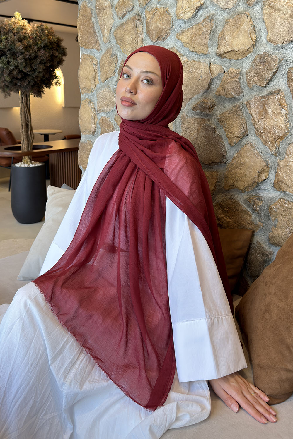 Lamelif  Konfor  Şal Bordo