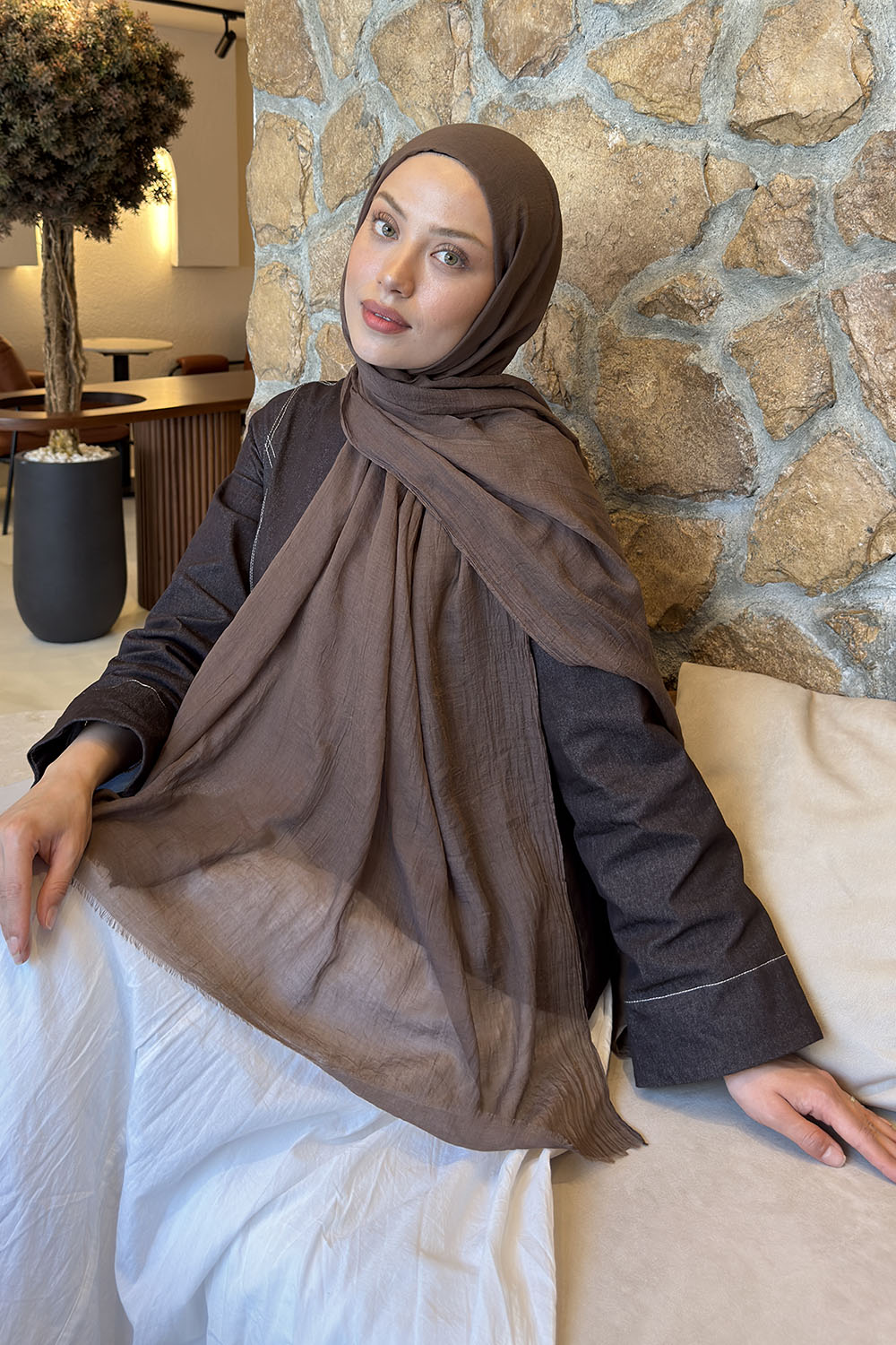 Lamelif  Konfor  Şal Soft Kahve