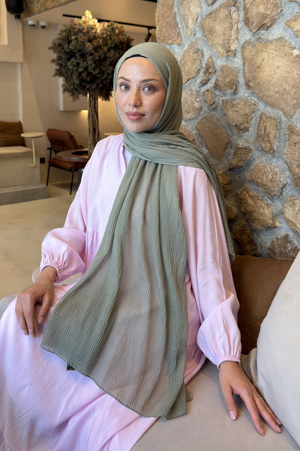 Lamelif  Müslin Krinkıl Şal Adaçayı