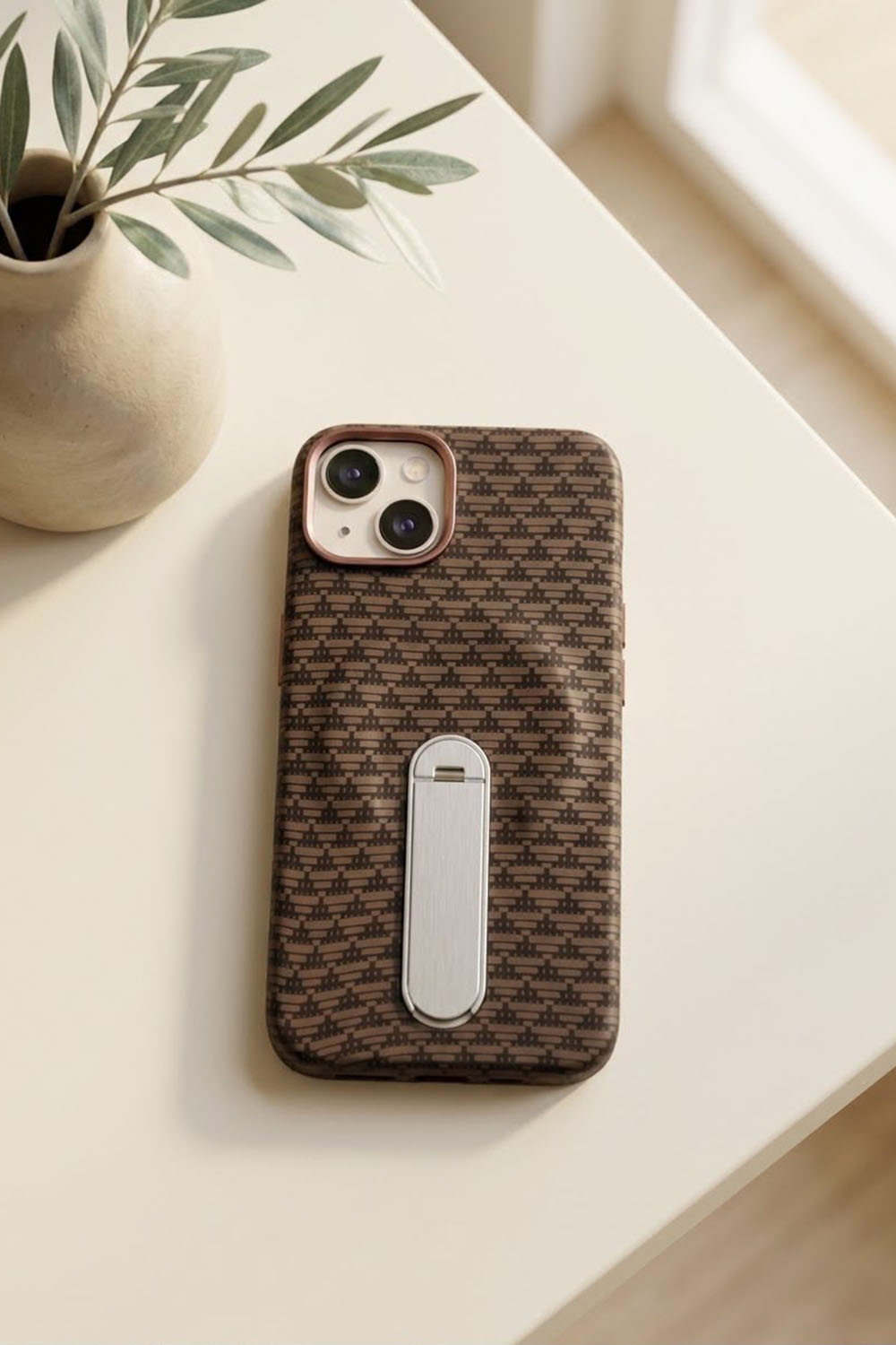 Lamelif iPhone 13/14 Carbon 360 Dönebilen Standlı Magsafe Telefon Kılıfı