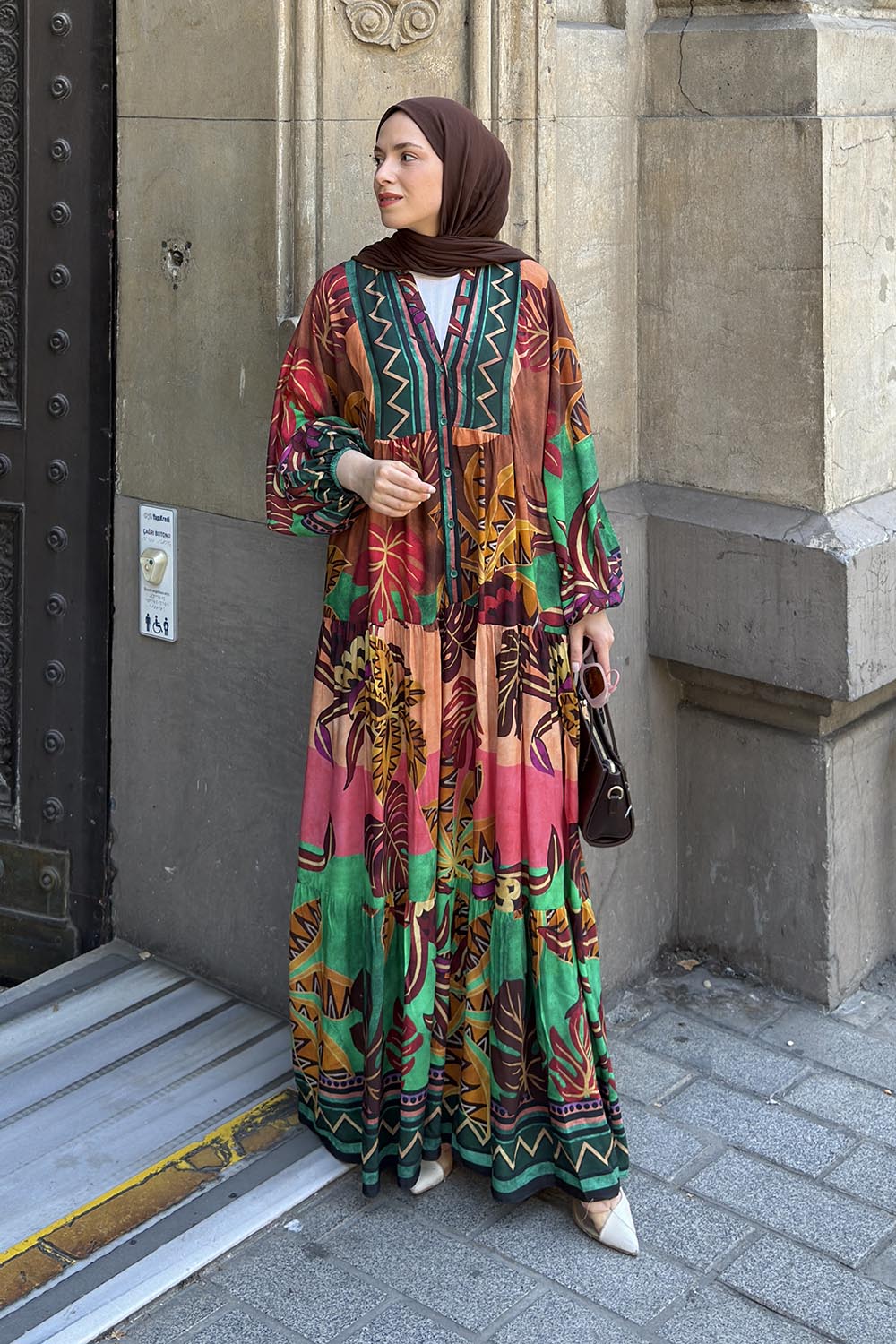 Lamelif Soyut Desenli Elbise