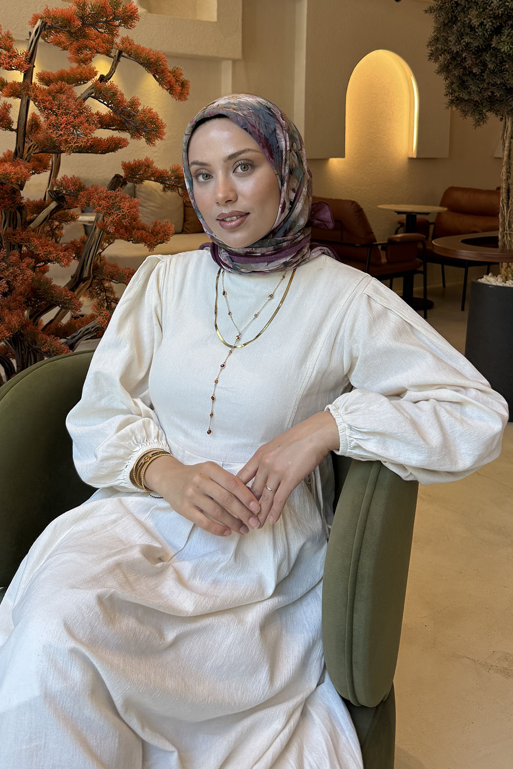 Lamelif Çiçek Desen Bambu Eşarp Bordo