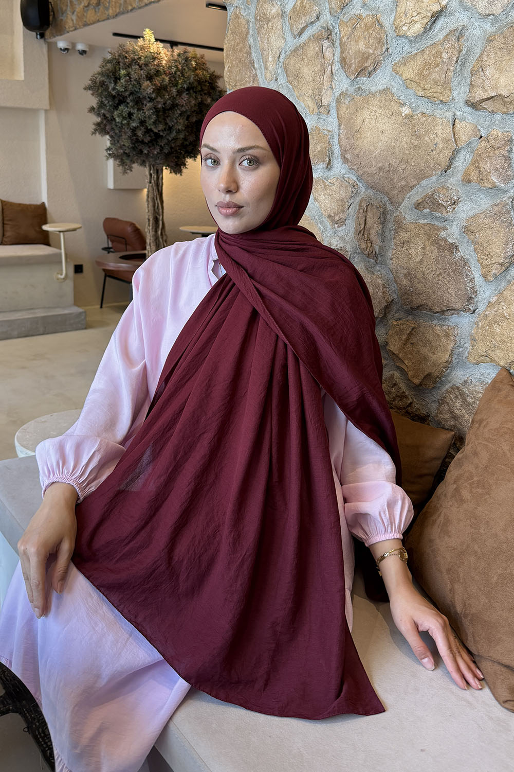 Lamelif Rami Şal Bordo