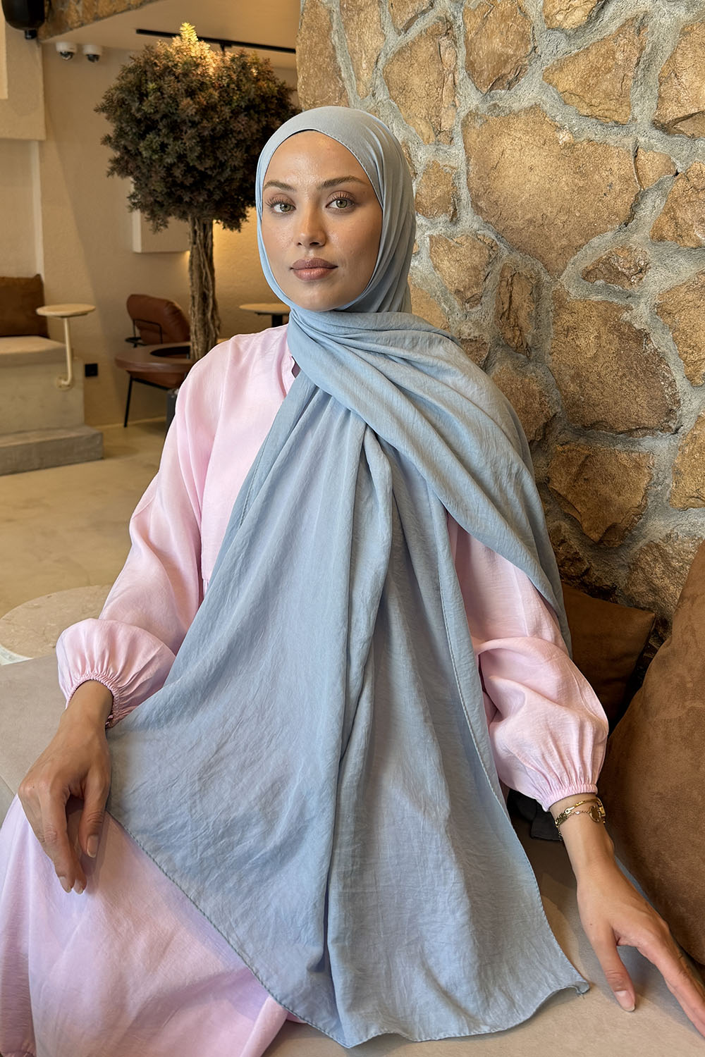 Lamelif Rami Şal Gök Mavi