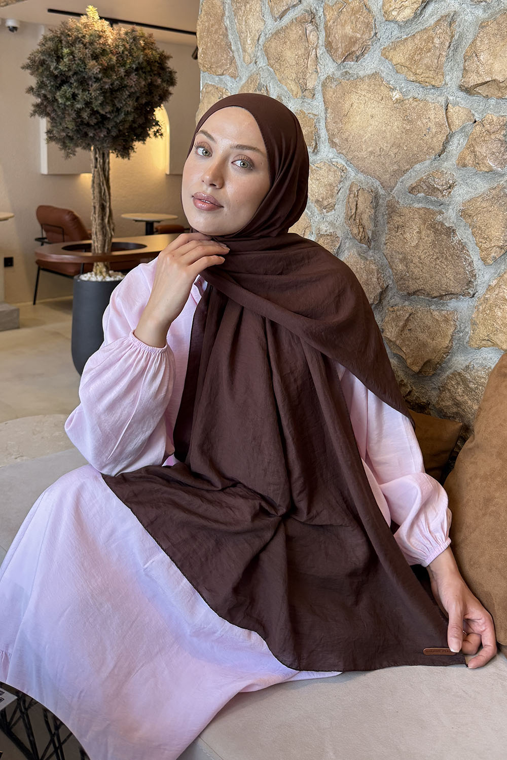 Lamelif Rami Şal Kahverengi