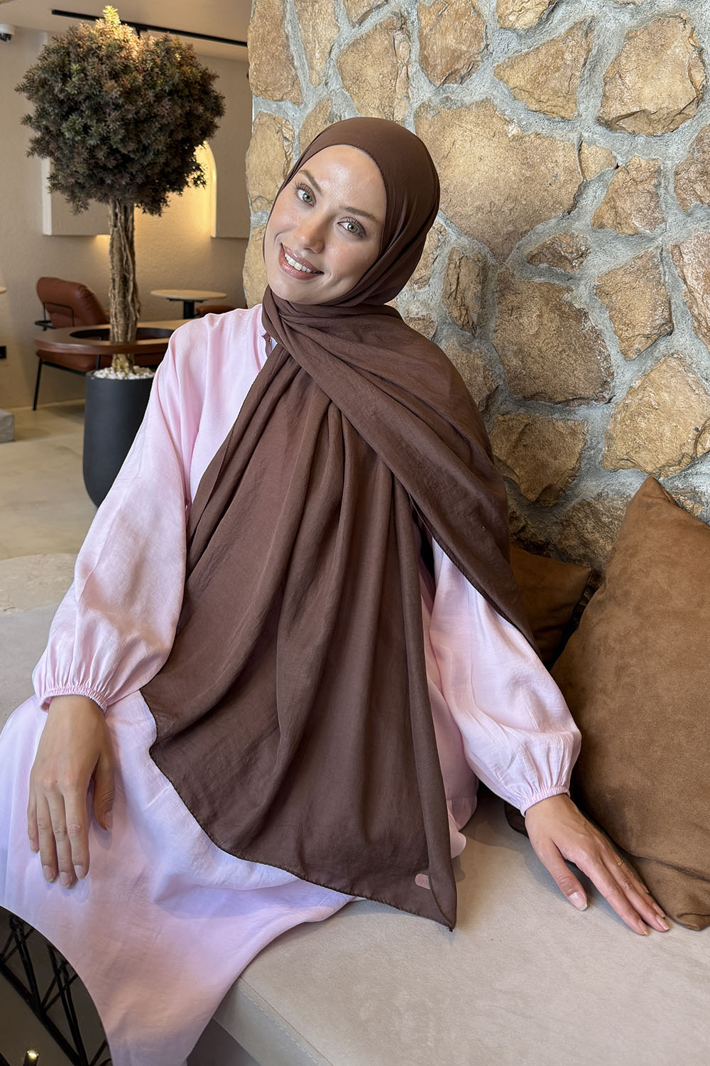 Lamelif Rami Şal Soft Kahve