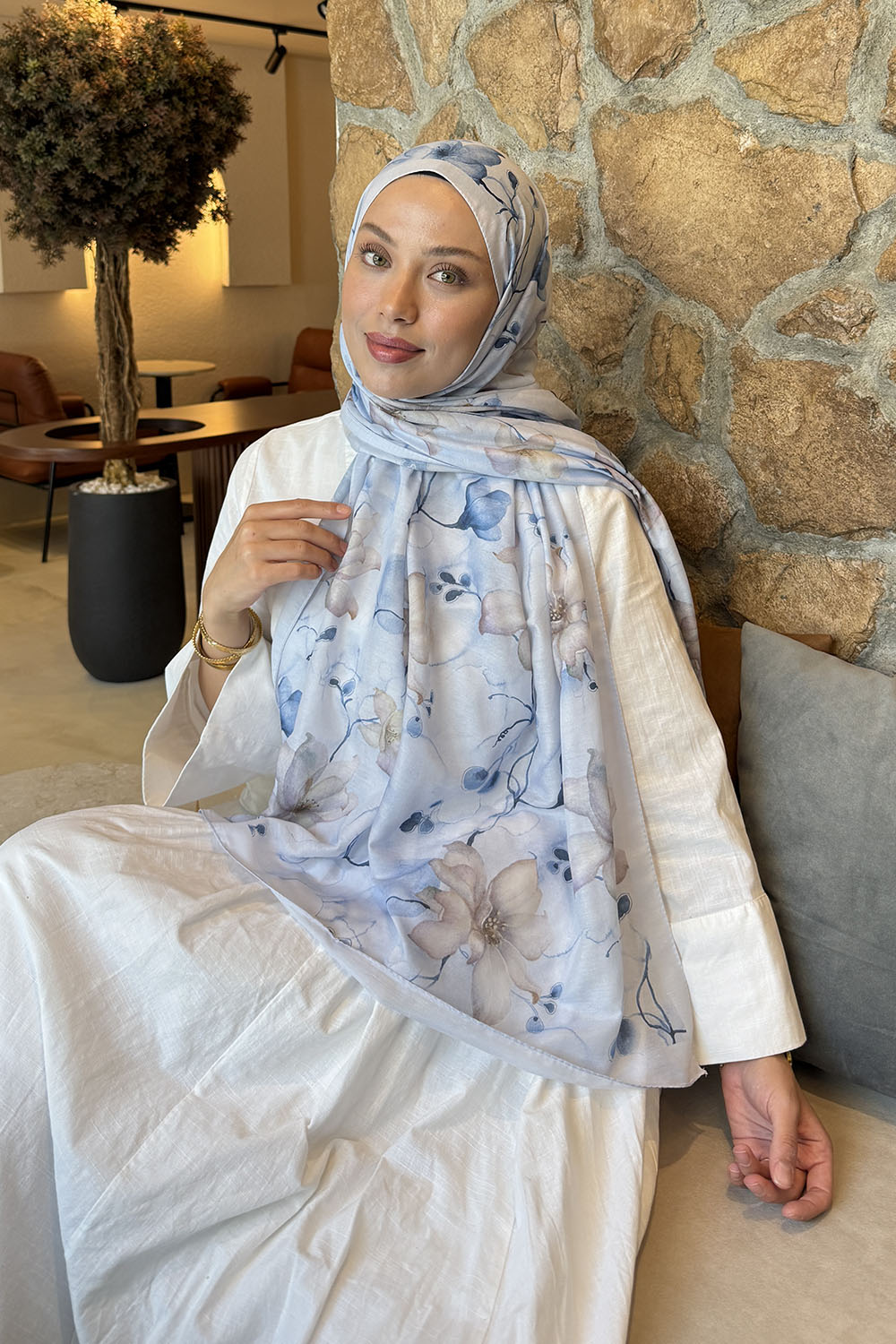Lamelif Manolya Desen Lara Soft Şal Bebe Mavi