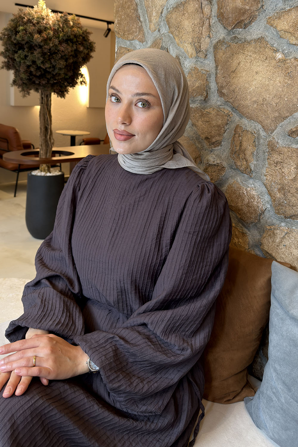 Lamelif Konfor Eşarp Antik Bej