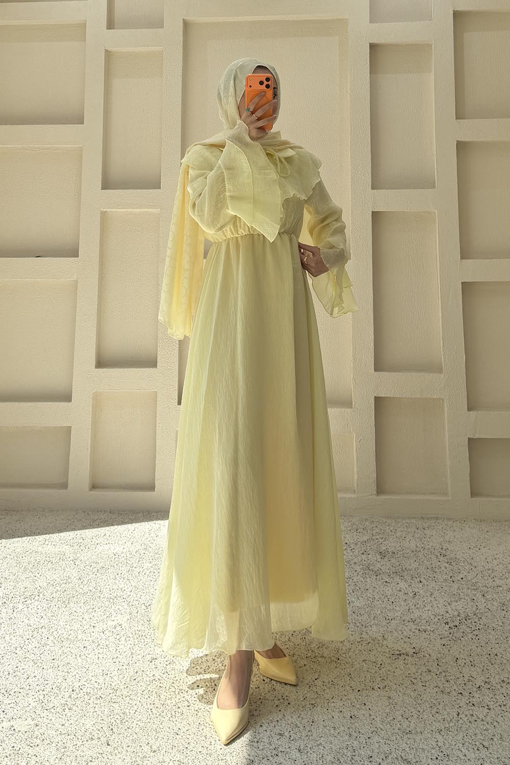 Yellow Peter Pan Collar Viscose Unprinted Dresess