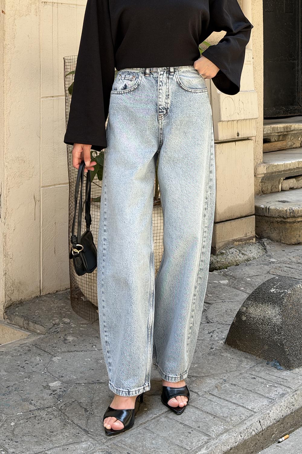 Light Blue Denim High Waist Denim Pants