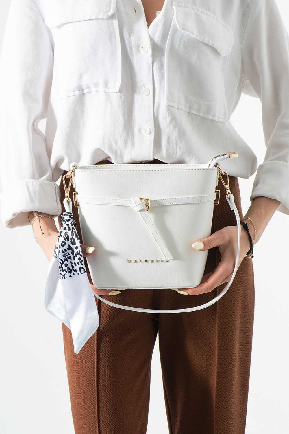 White With Suspenders Skin Hand Bag Arm Bag Bag