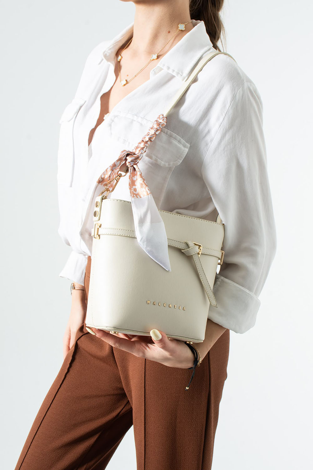 Cream With Suspenders Skin Hand Bag Arm Bag Bag