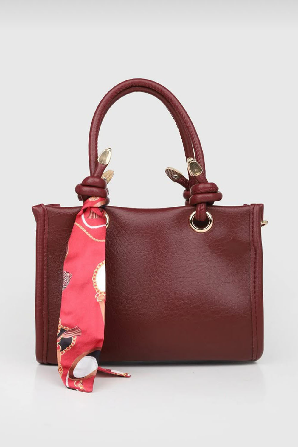 Claret Red Belted Buckle Suni Deri Hand Bag Arm Bag Bag
