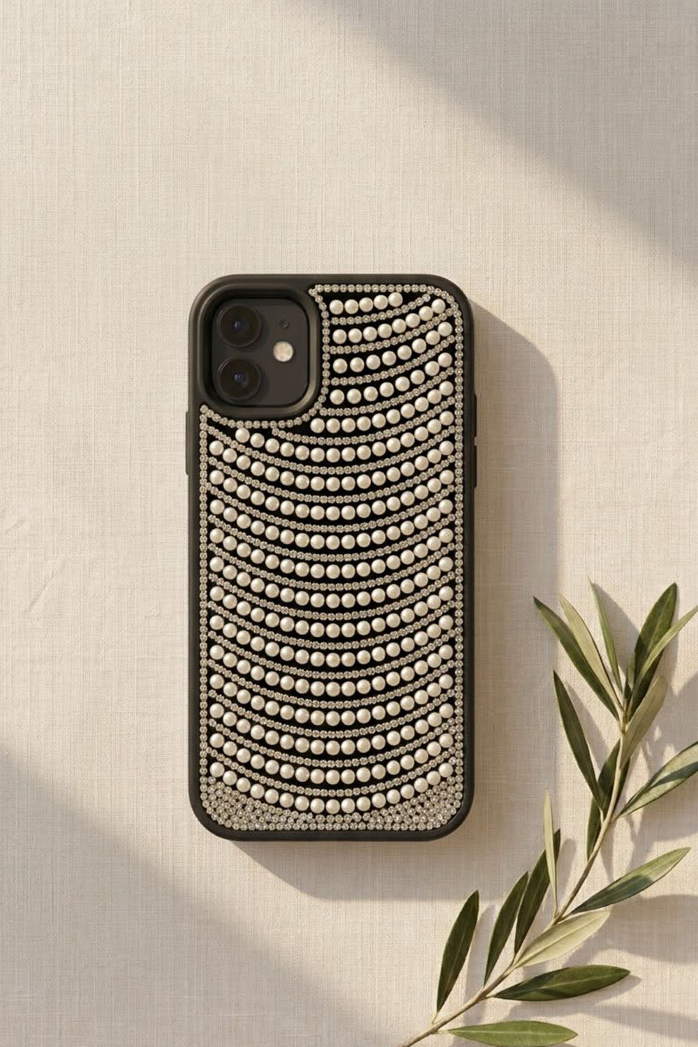 Lamelif iPhone 11 İnci ve Kristal Işıltısı Telefon Kılıfı