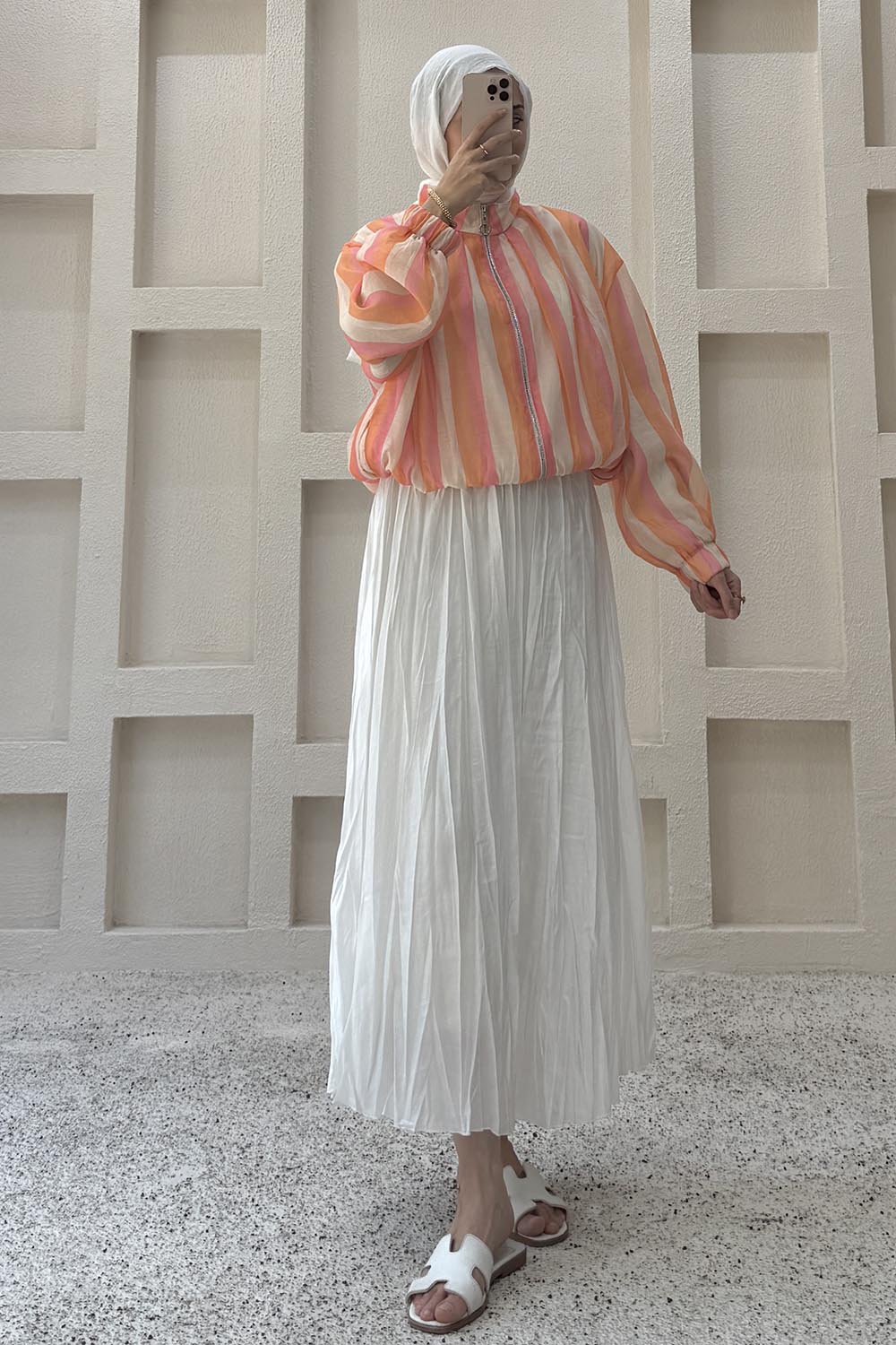Lamelif Bumble Çizgili Ceket Pembe