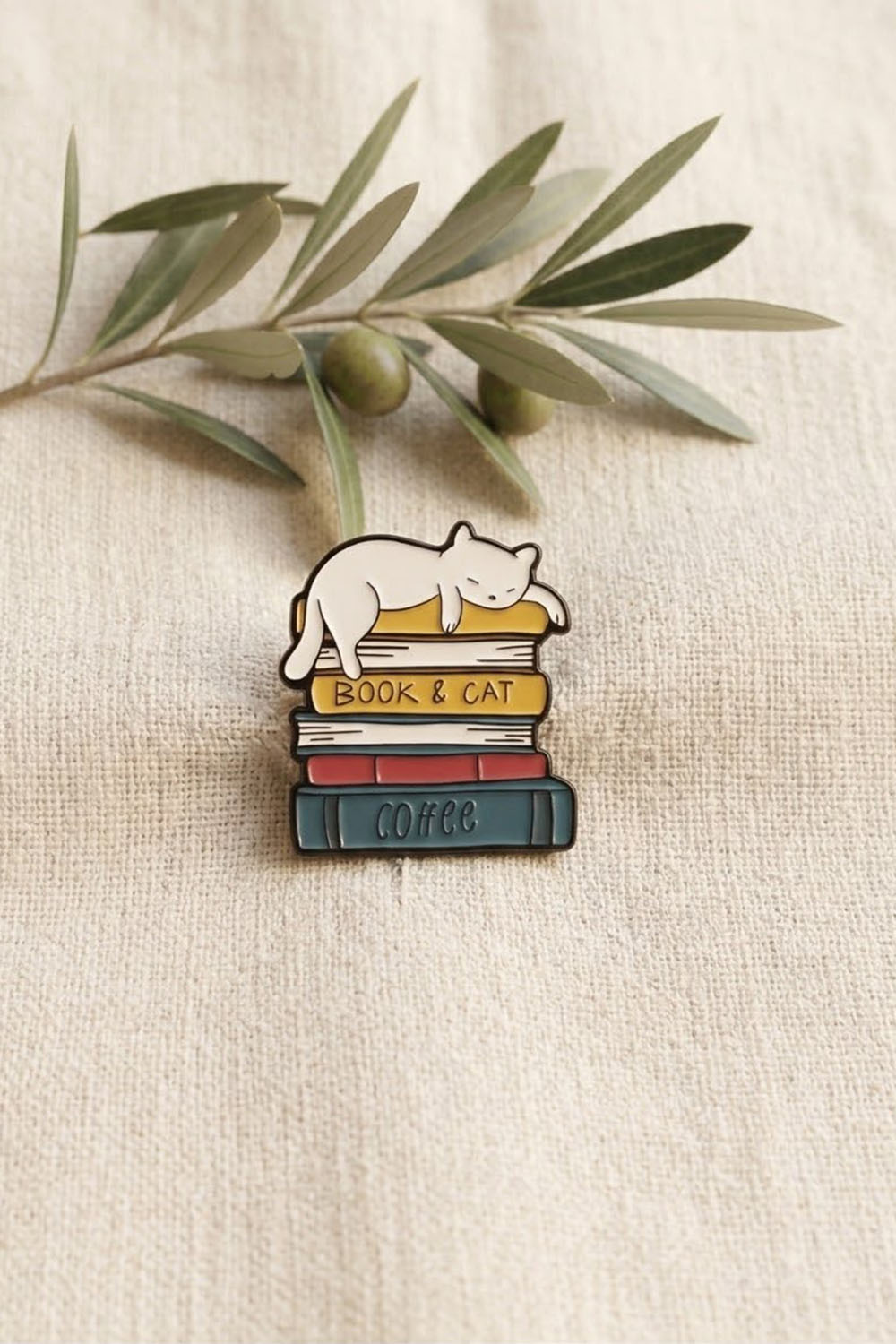 lamelif Kitap ve Kedi Broş