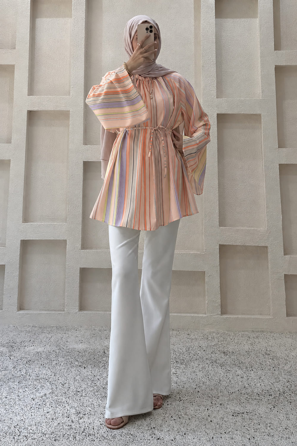 Orange Neckband Long Arm Cotton Shirt