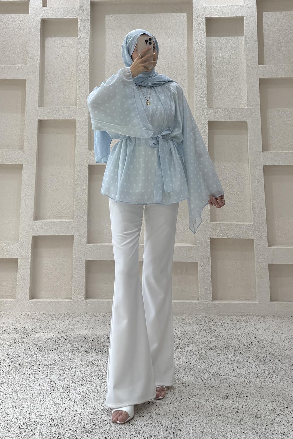 Baby Blue Neckband Cotton Tunic