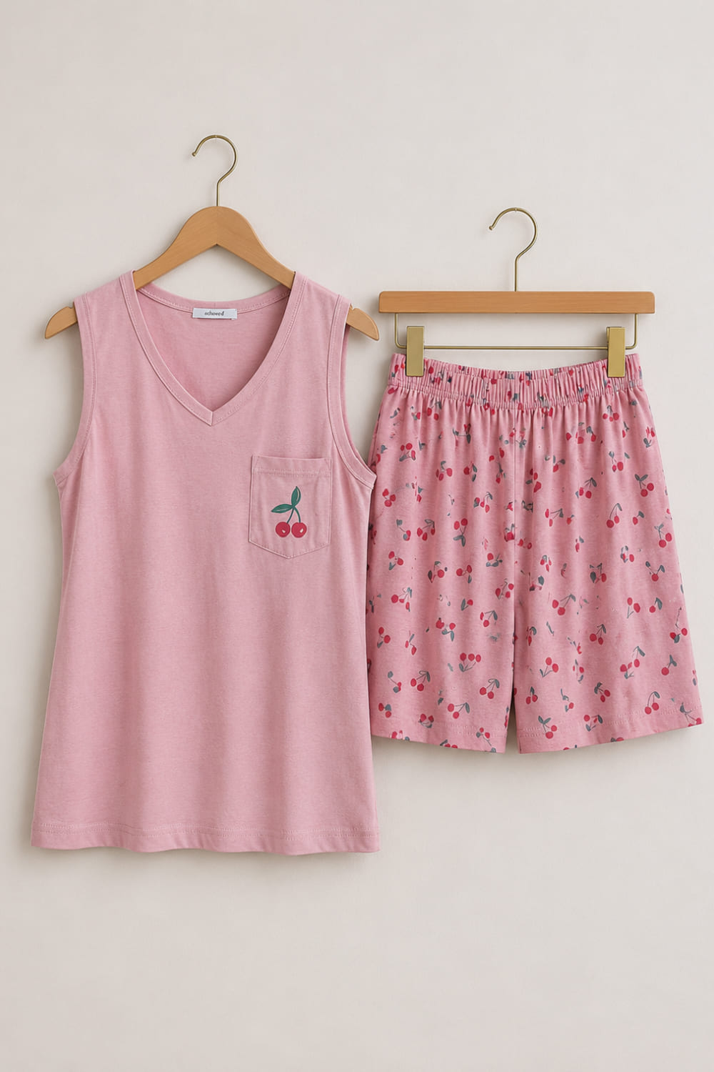 Lamelif İnce Askılı Şort Pijama Takımı Kadın Pembe