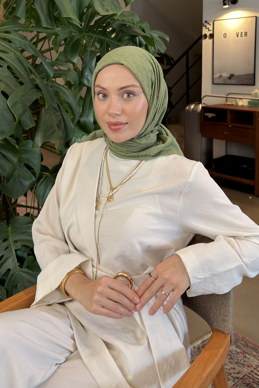 Leave Of Daphne Cotton Fabric Straight Scarf