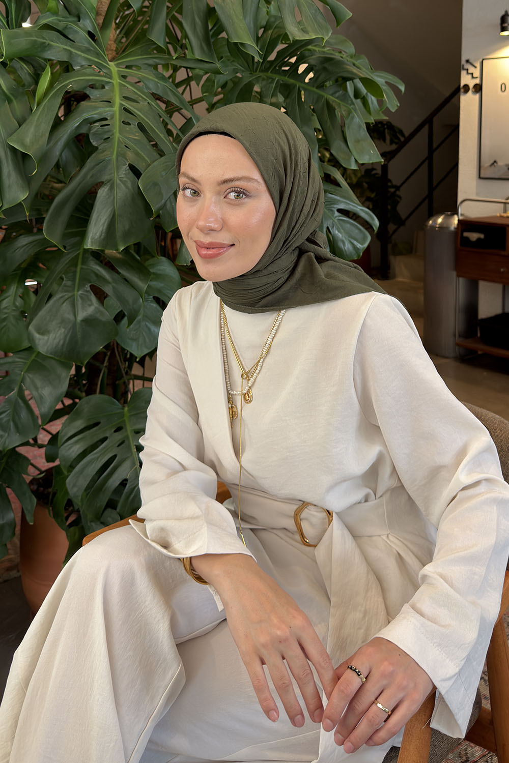 Lamelif Bambu Eşarp Koyu Yeşil