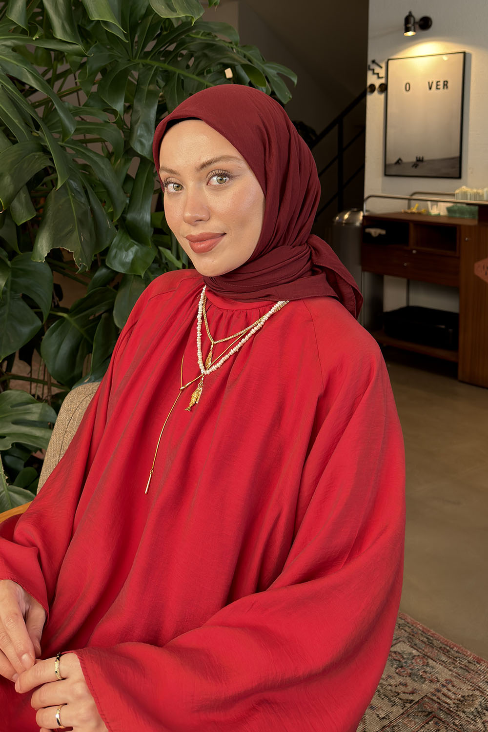 Lamelif Organik Premium Eşarp Bordo