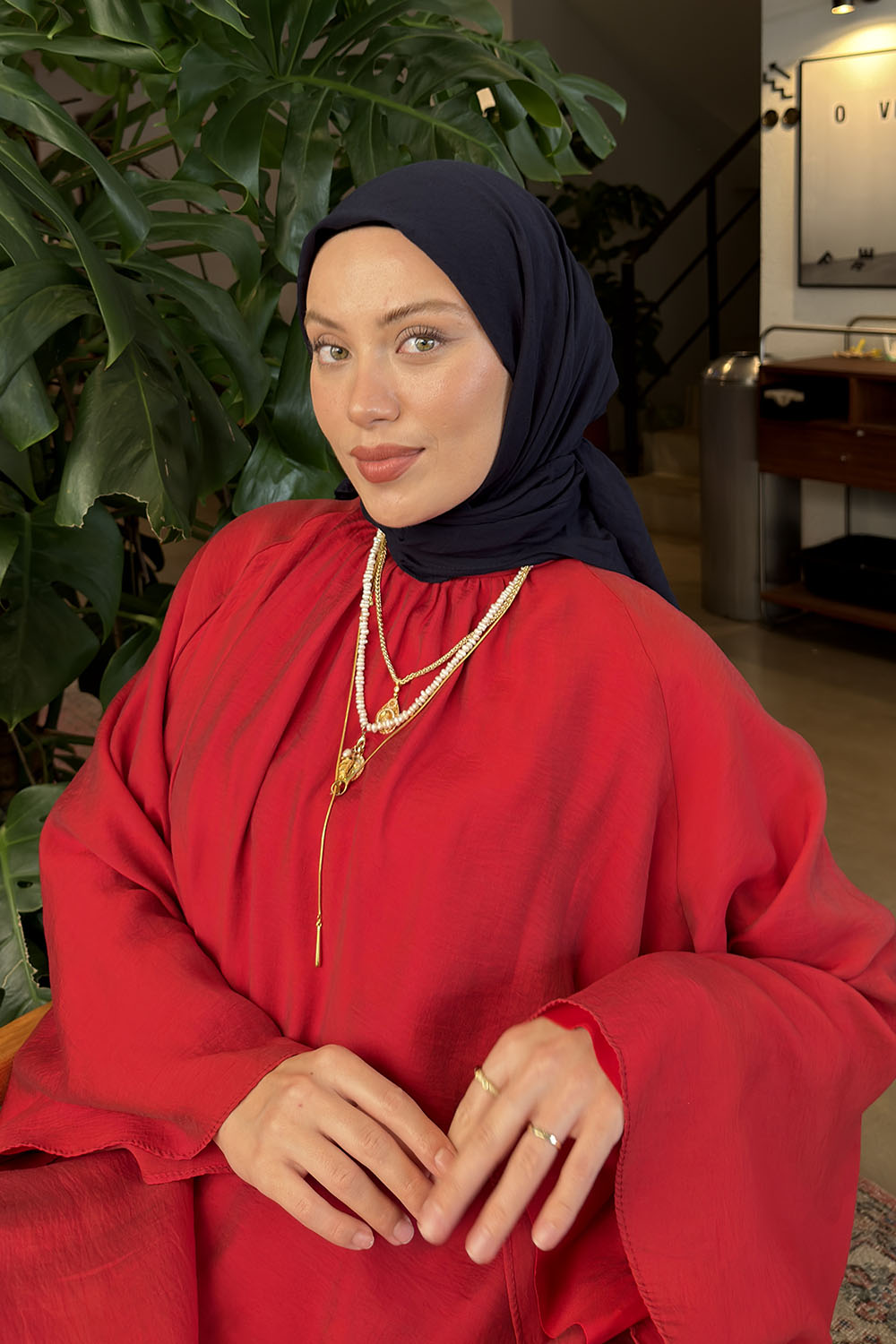 Lamelif Organik Premium Eşarp Lacivert
