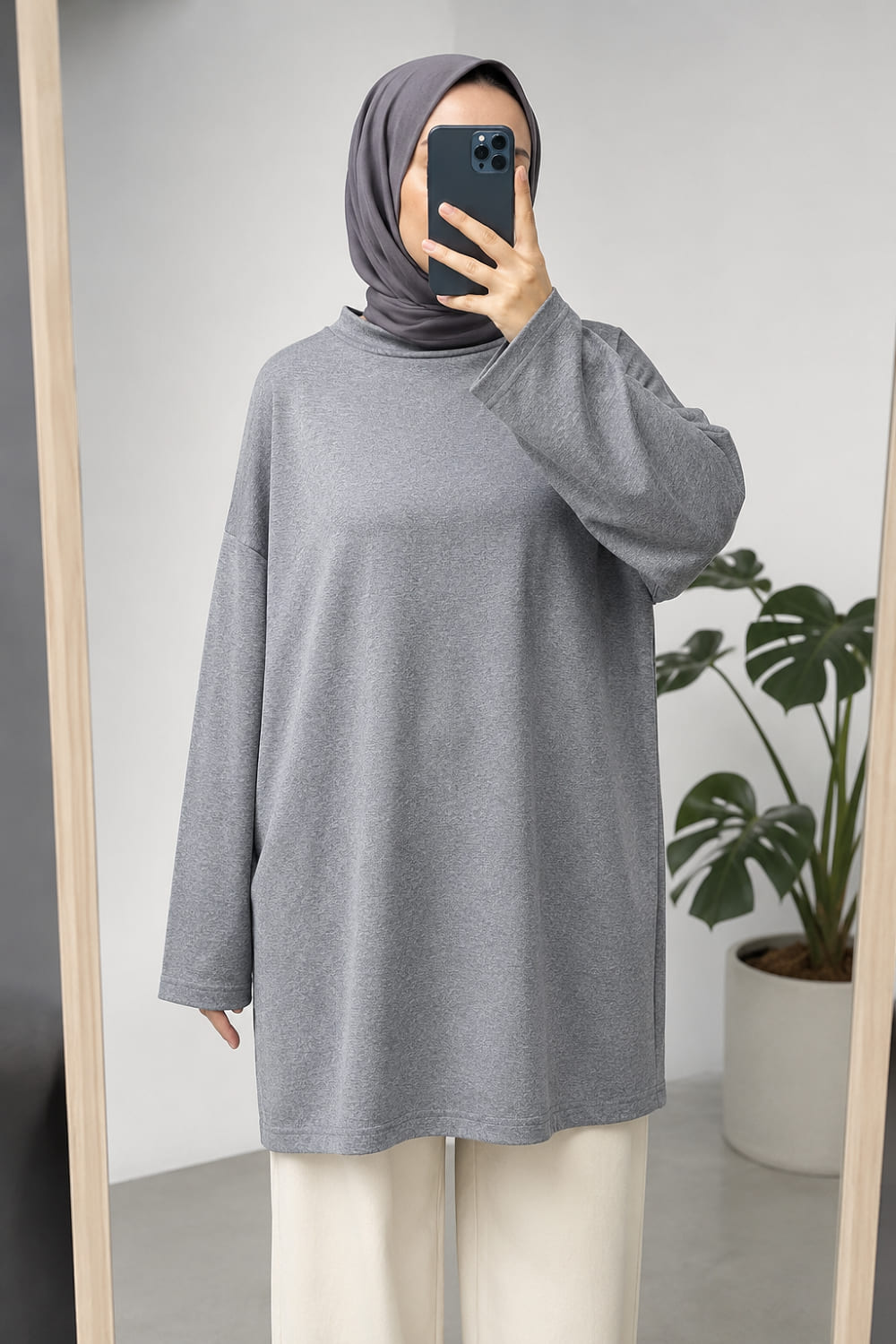 Lamelif Oversize İki İplik Sweat Antrasit