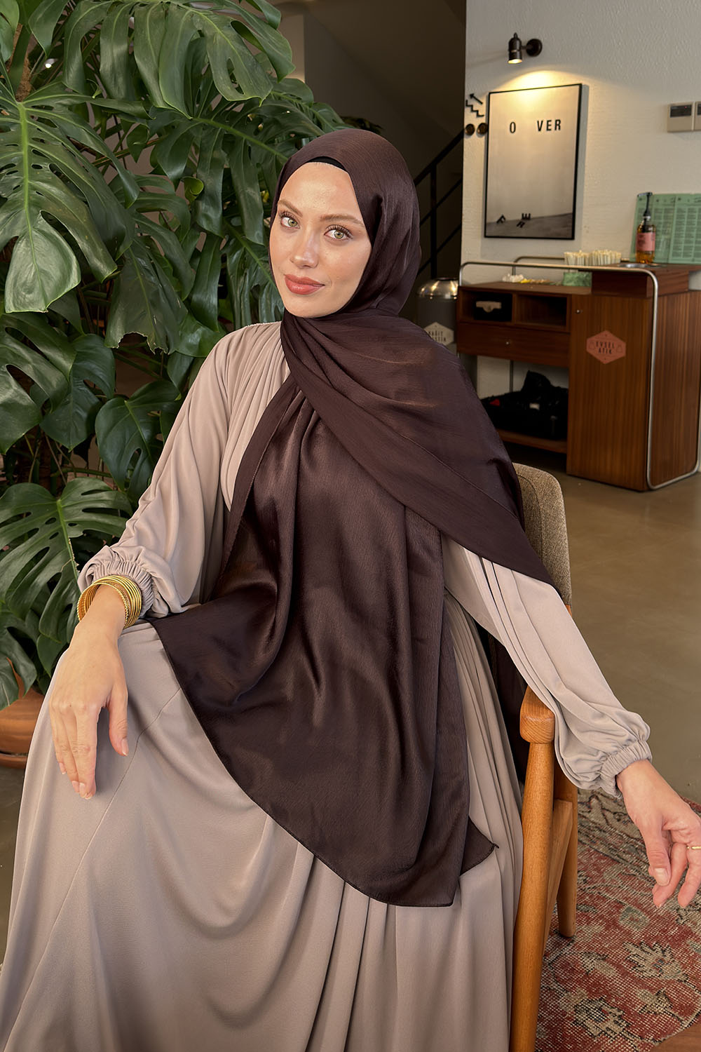 Lamelif Janjan Şal Koyu Kahve
