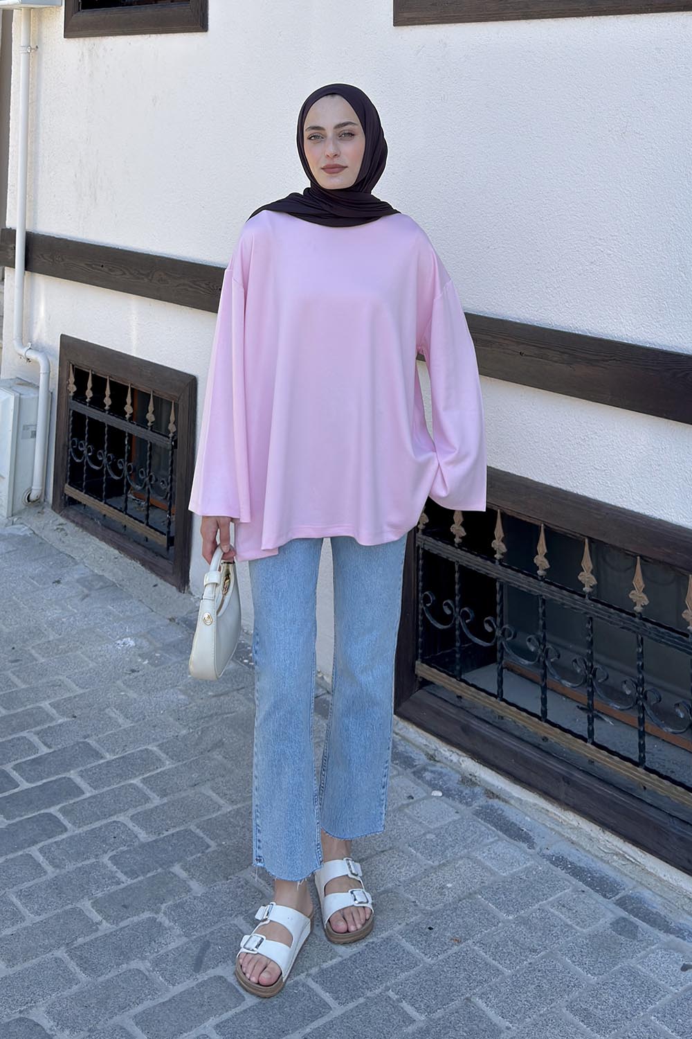 Lamelif Oysho Modal Basic Tunik Pembe