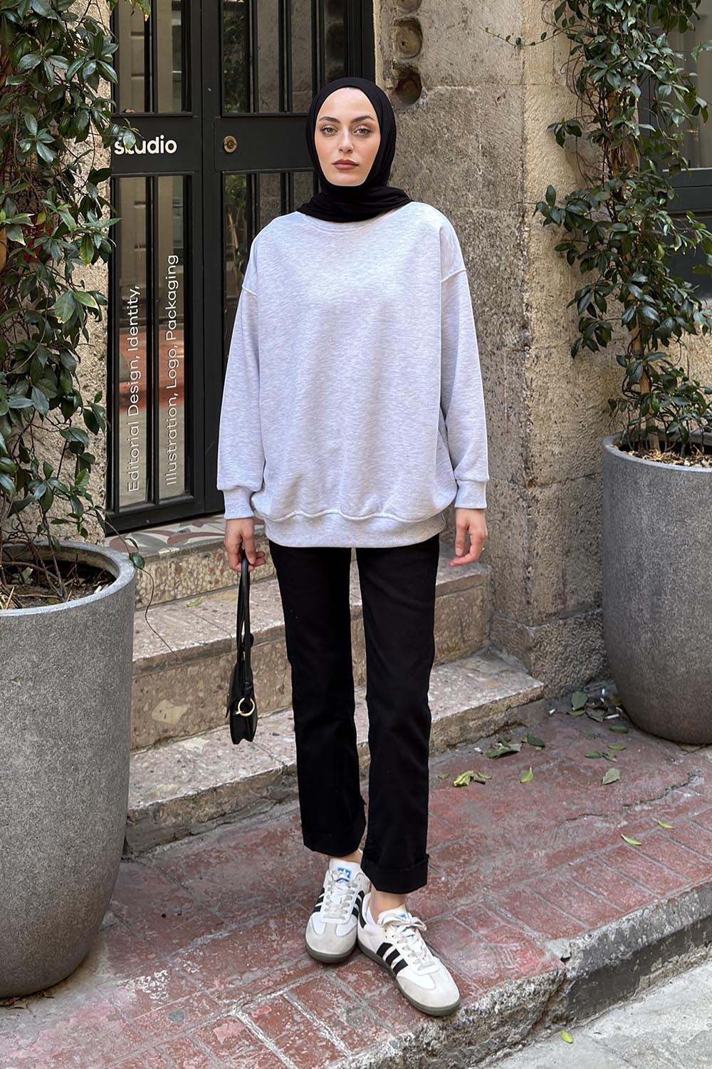 Lamelif Oversize Sweatshirt Gri
