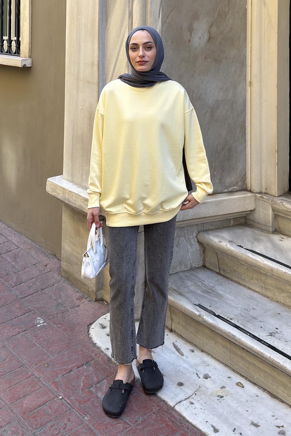 Lamelif Oversize Sweatshirt Sarı