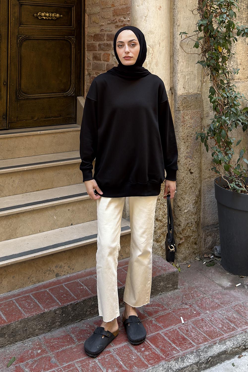 Lamelif Oversize Sweatshirt Siyah