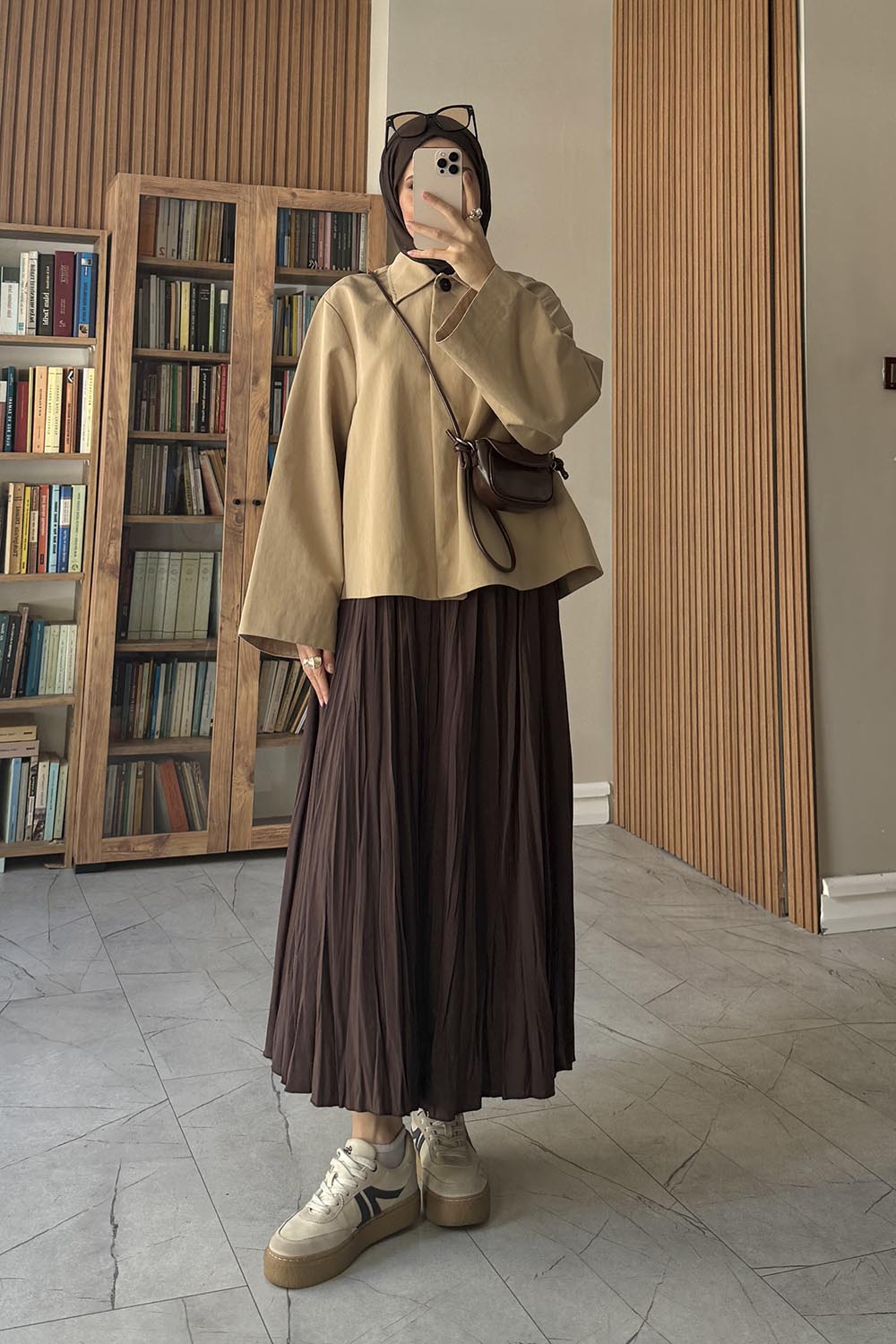 Lamelif Trenç Tarz Bomber Ceket Camel