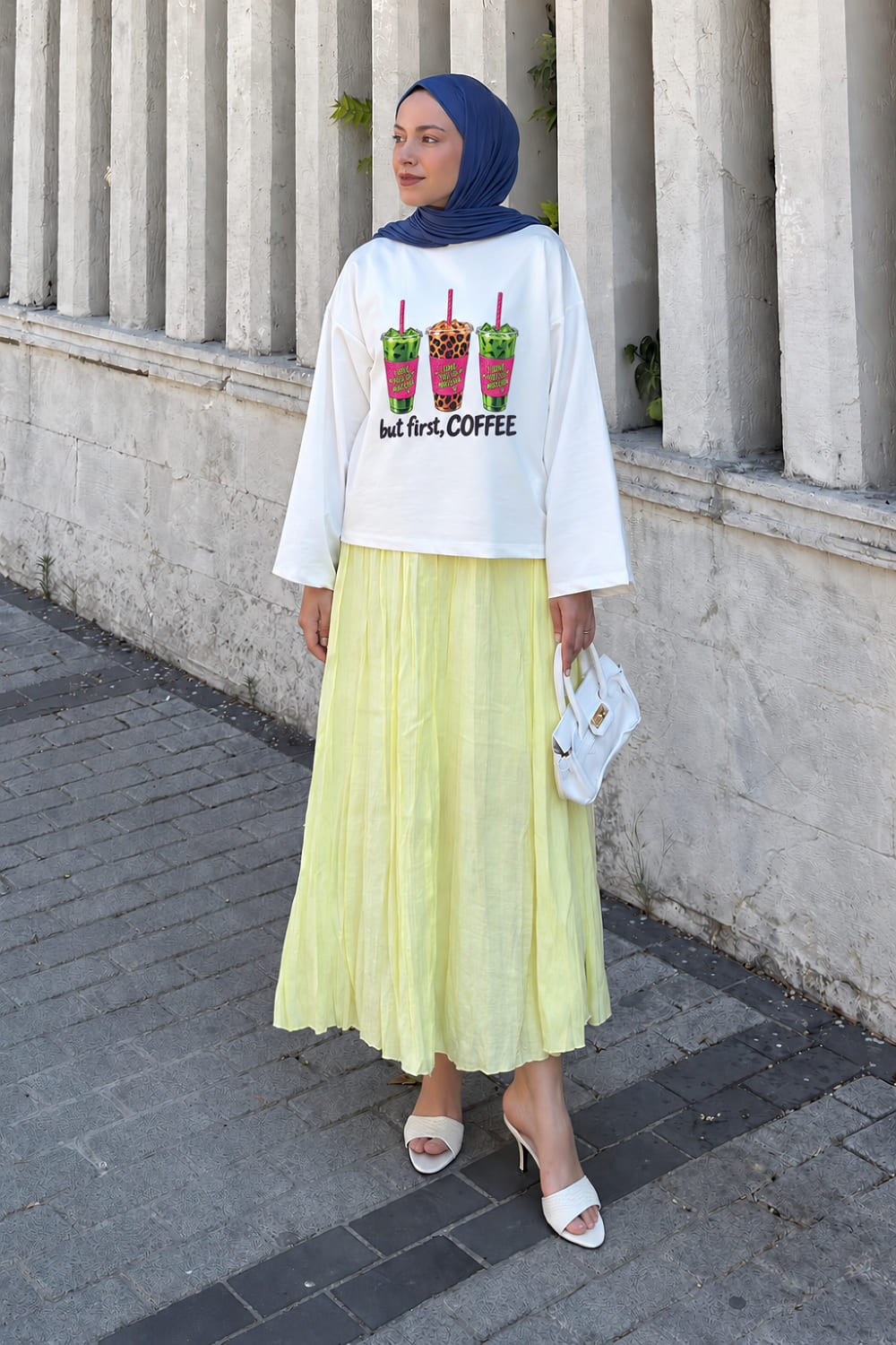 Lamelif Basic Oversize Matcha Baskılı Bluz