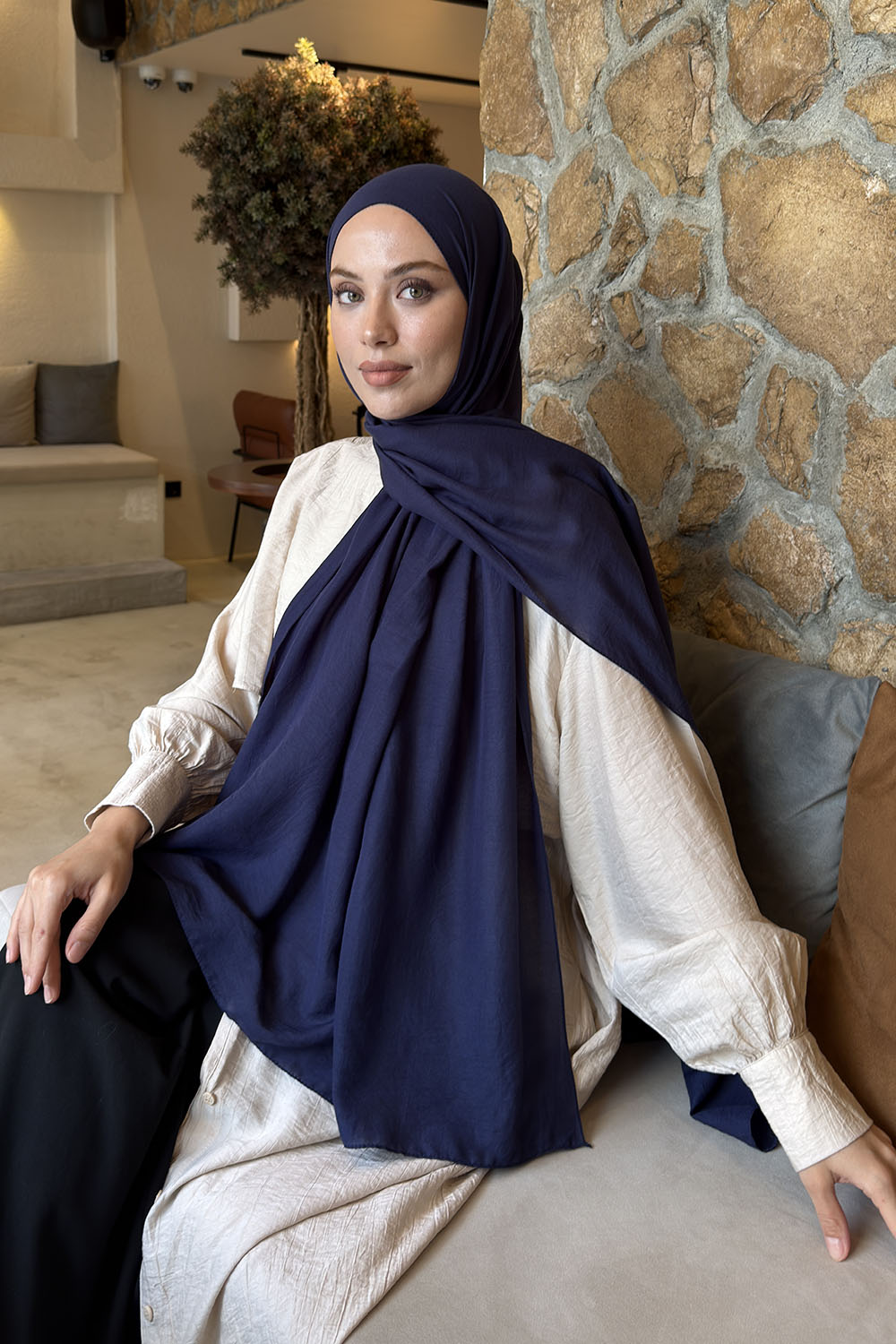 Lamelif Rami Şal Parlament Mavi
