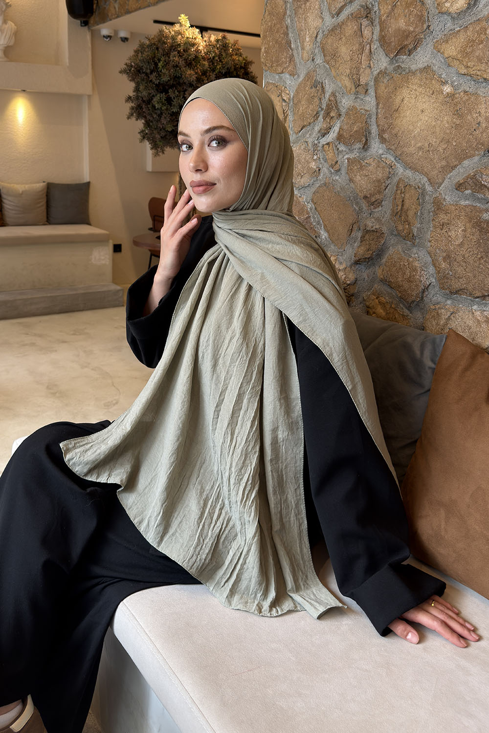 Lamelif Rami Şal Soft Yeşil