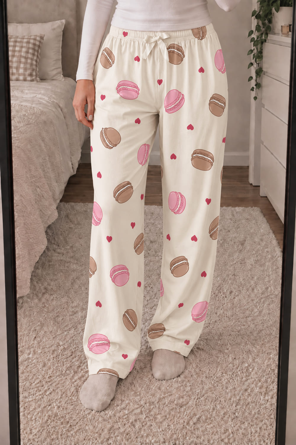 Lamelif Milan Kumaş Bisküvi Desenli Pijama Altı