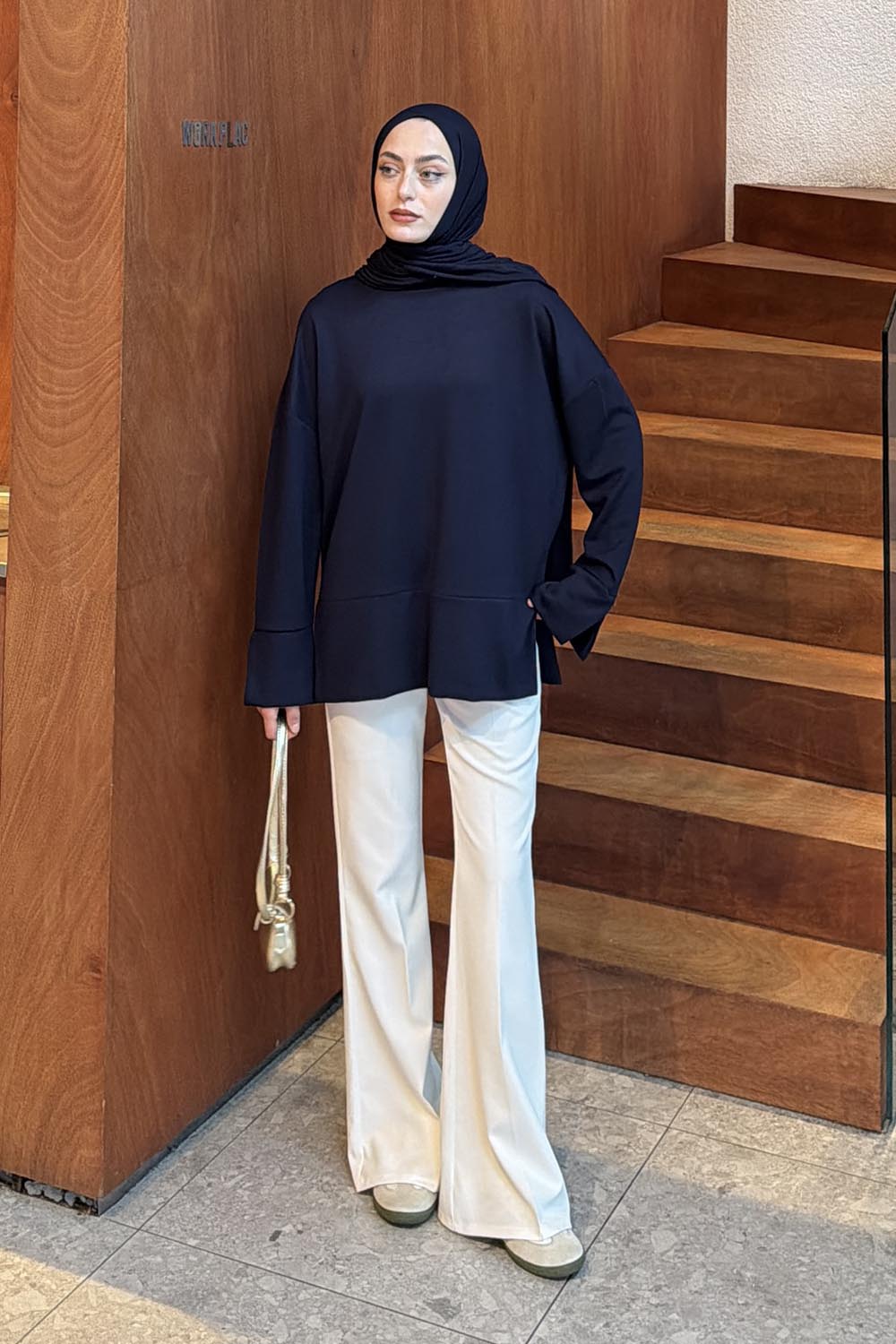 Lamelif Yırtmaç Detaylı Oysho Sweat Lacivert