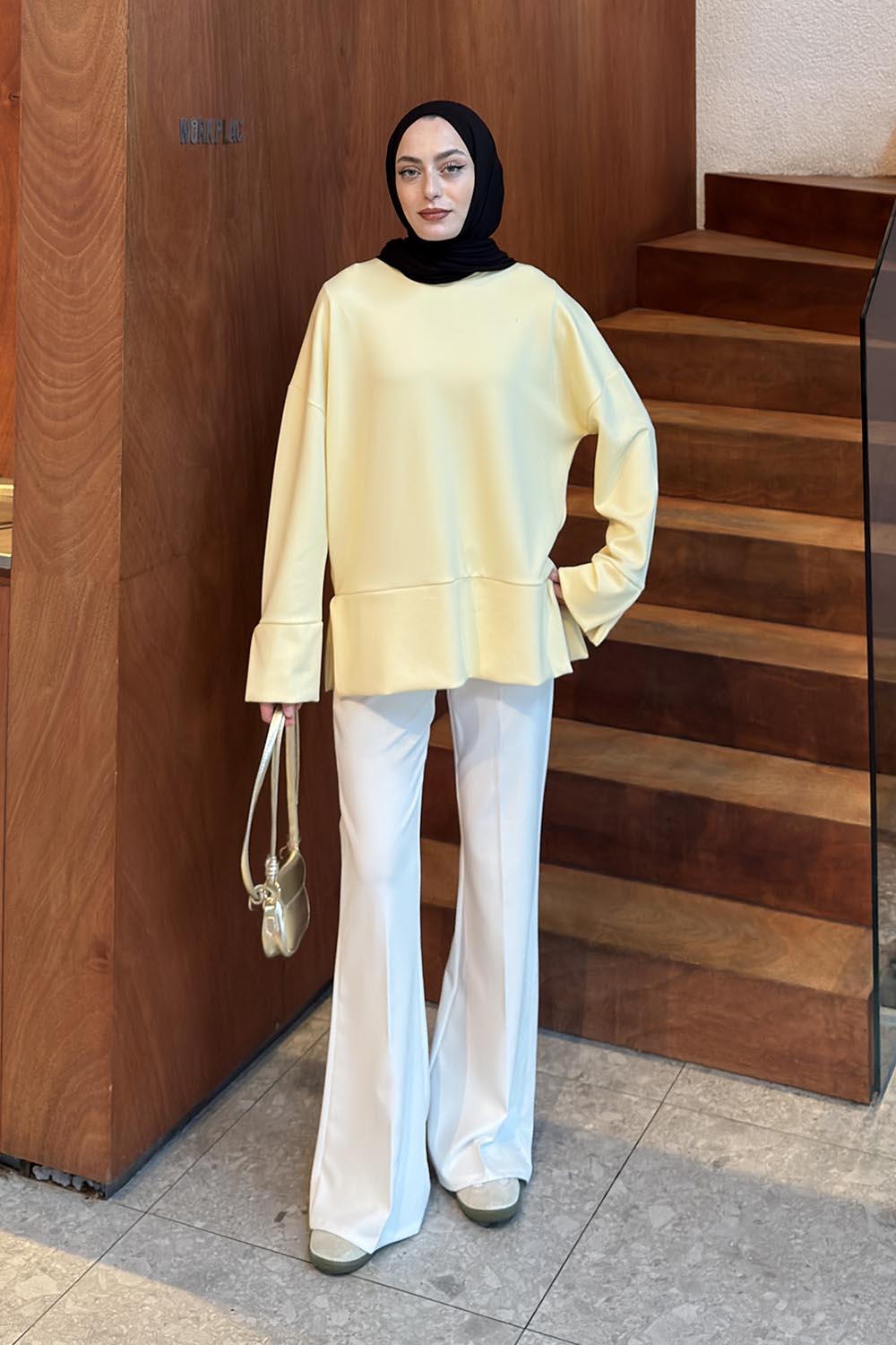 Lamelif Yırtmaç Detaylı Oysho Sweat Sarı