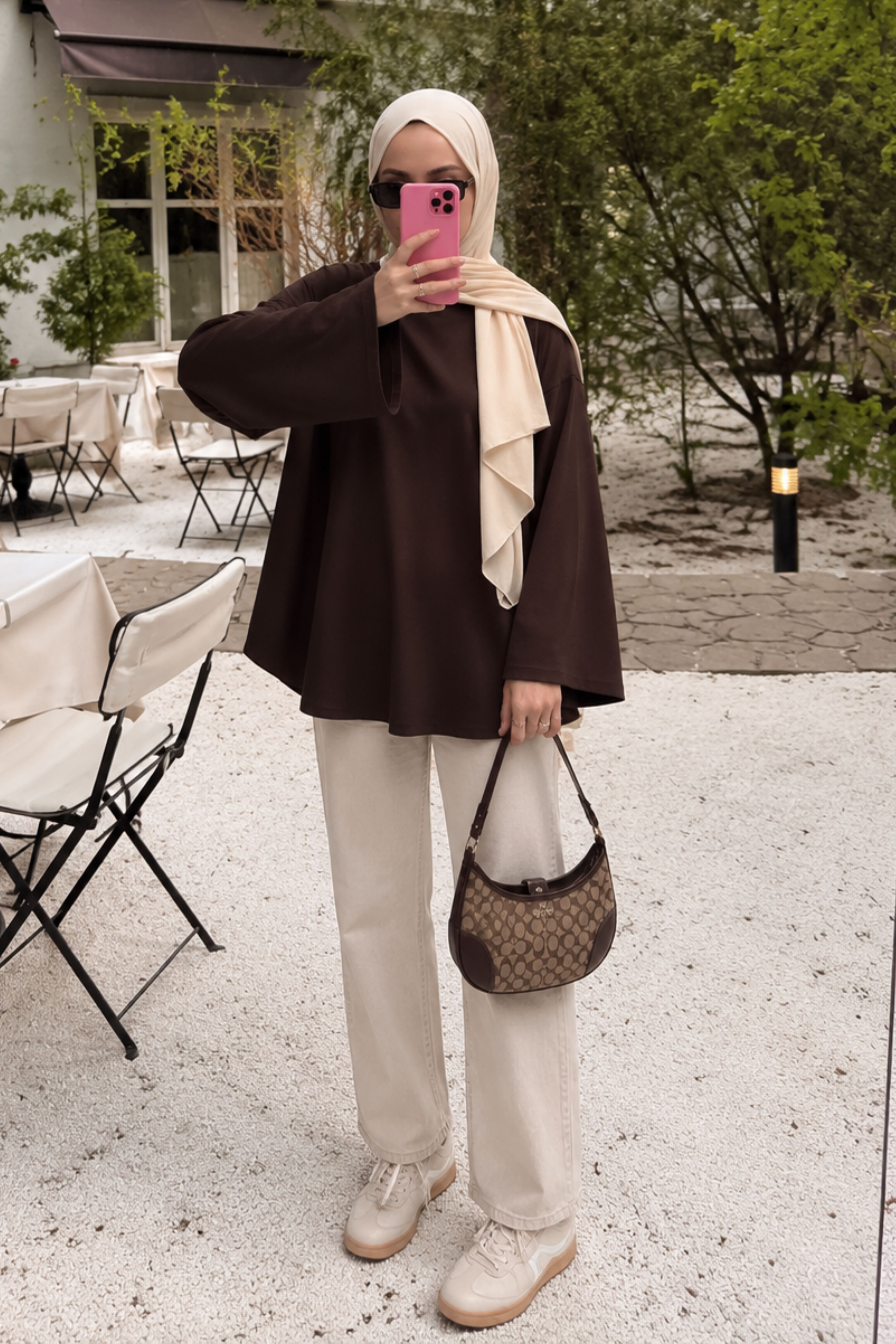 Lamelif Bisiklet Yaka Basic Bluz Acı Kahve