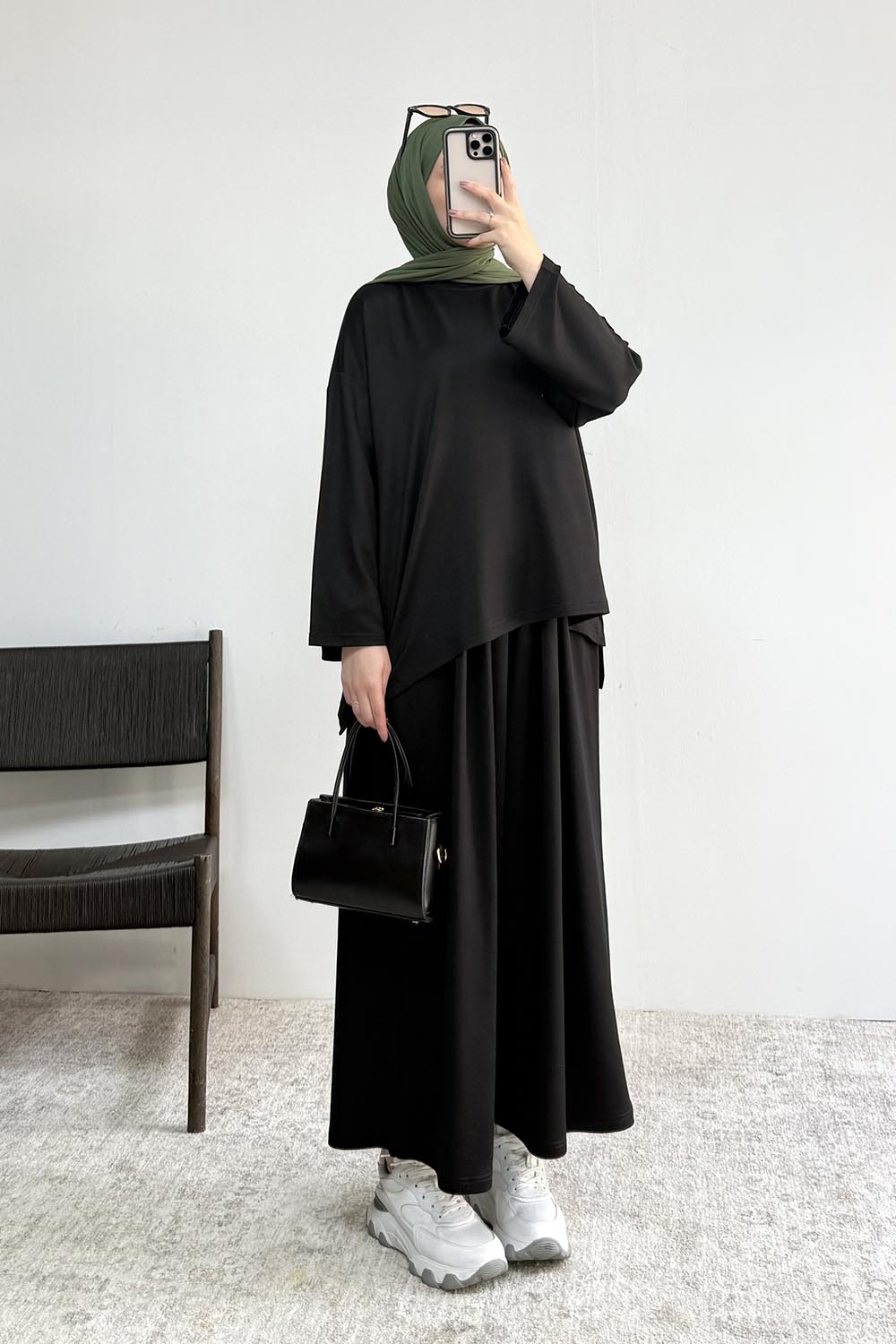 Lamelif Bisiklet Yaka Basic İkili Takım Siyah