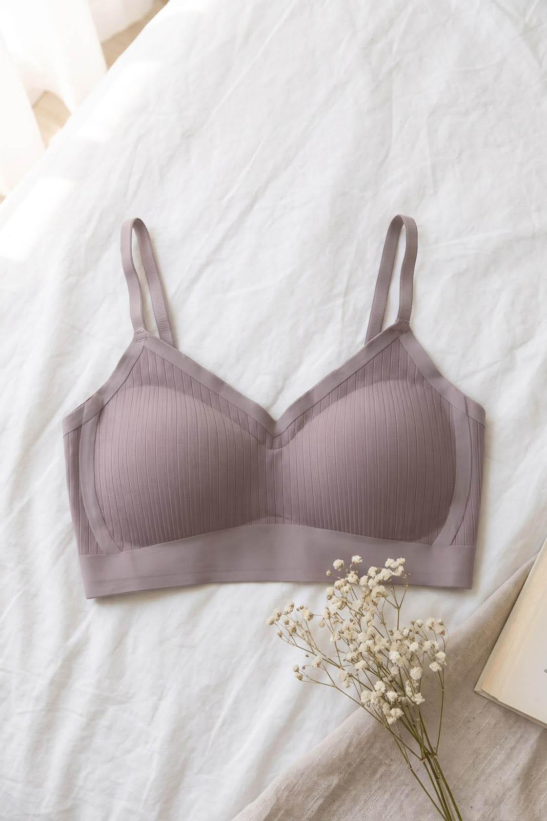 Lilac Cotton Fabric Underwire Support Bralet